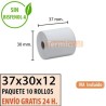 10 ROLLOS DE PAPEL TÉRMICO 37X30X12