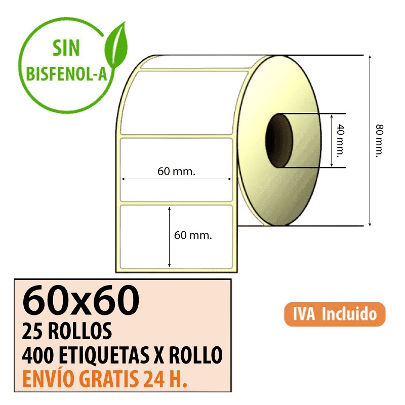 Want to Similar glass Caja de 24 rollos etiquetas térmicas 60x60