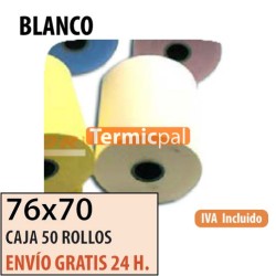 50 ROLLOS DE PAPEL HIDROFIX 76x70 BLANCO