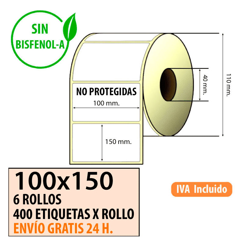Etiqueta térmica 100x150x40 al mejor precio Envío Urgente Gratis