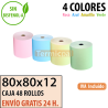 Papel térmico 80x80 de Colores Surtidos Envío Urgente Gratis