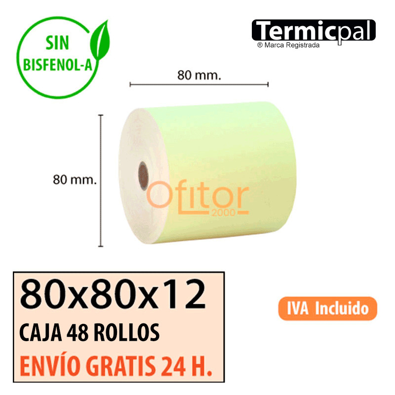 Papel Térmico 80x80 de Color Amarillo Envíos Urgentes Gratis