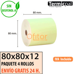 Papel Térmico 80x80 de Color Amarillo Envíos Urgentes Gratis