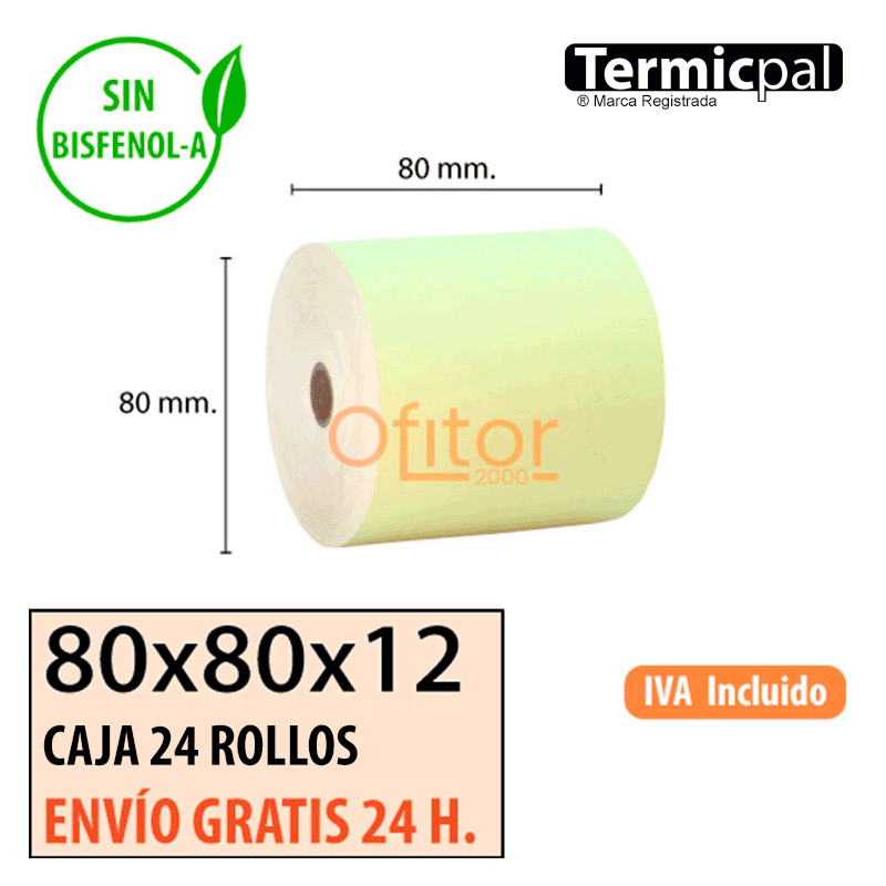Papel Térmico 80x80 de Color Amarillo Envíos Urgentes Gratis