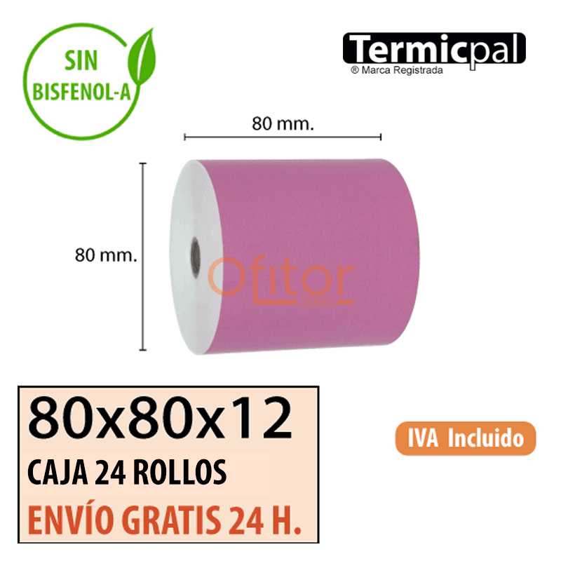 Papel Térmico 80x80 de Color Violeta Envíos Urgentes Gratis