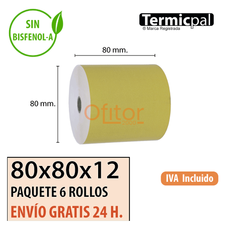 Papel Térmico 80x80 de Color Dorado Envíos Urgentes Gratis
