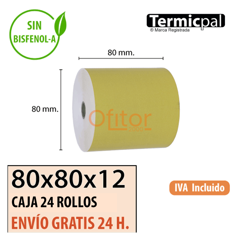 Papel Térmico 80x80 de Color Dorado Envíos Urgentes Gratis
