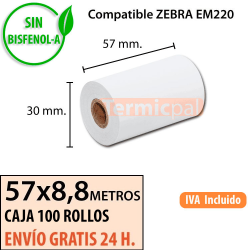 Papel Zebra 57x8,8mts al mejor precio Envío Urgente Gratis