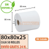 50 ROLLOS DE PAPEL TÉRMICO 80X80X25