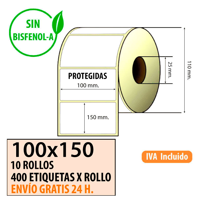 Etiqueta térmica 100x150x40 al mejor precio Envío Urgente Gratis
