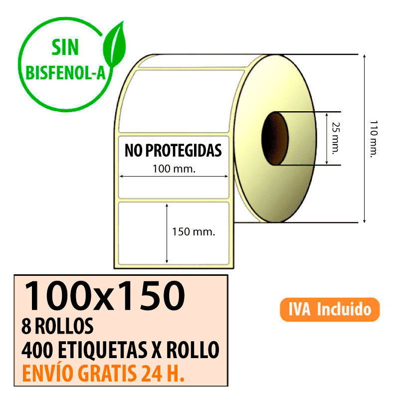 Etiqueta térmica 100x150x40 al mejor precio Envío Urgente Gratis