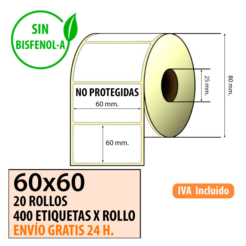 Etiqueta térmica 60x60x40 al mejor precio Envío Urgente Gratis
